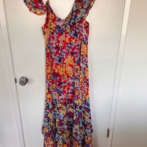 Lulu’s Wedding Guest Dress - Red, Yellow, Blue Floral